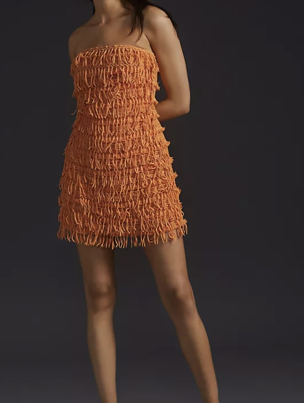Anthropologie Let Me Be Fringed Tube Mini Dress